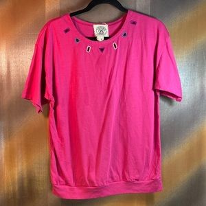 Vintage 80’s hot pink top. Victoria Sport. Size M. 40”‎ chest. B7